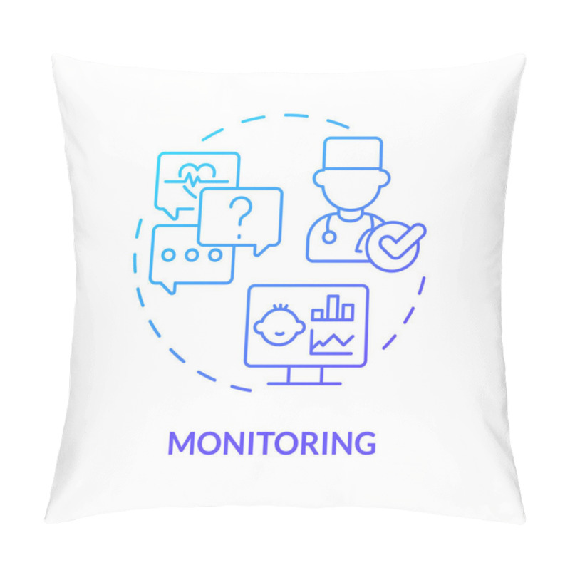 Personality  Monitoring Blue Gradient Concept Icon. Follow Up. Health Condition. Child Disease. Medical Consultant. Childcare Center Abstract Idea Thin Line Illustration. Isolated Outline Drawing Pillow Covers