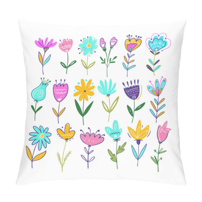 Personality  Spring Flowers Set. Hand Drawn Vector Illustration. Isolated On White Background. Pillow Covers