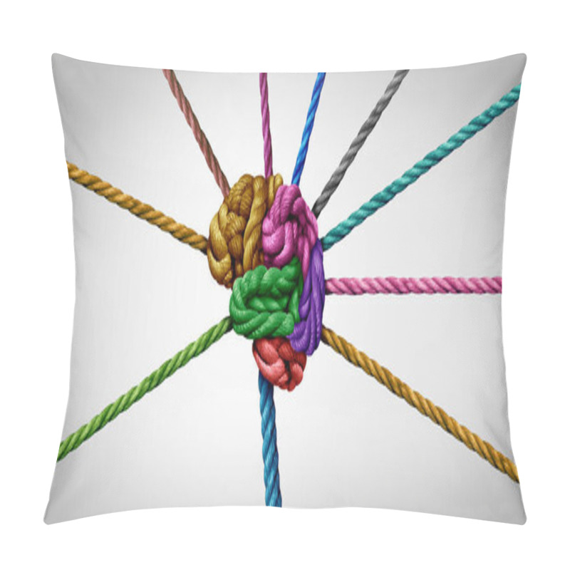 Personality  Neural Pathways And Brain Intelligence As A Cognitive Function And Psychiatric Or Psychological Behavior Or Neurological Disorder Symbol As A Human Thinking Organ As Ropes As A Mental Health Icon. Pillow Covers