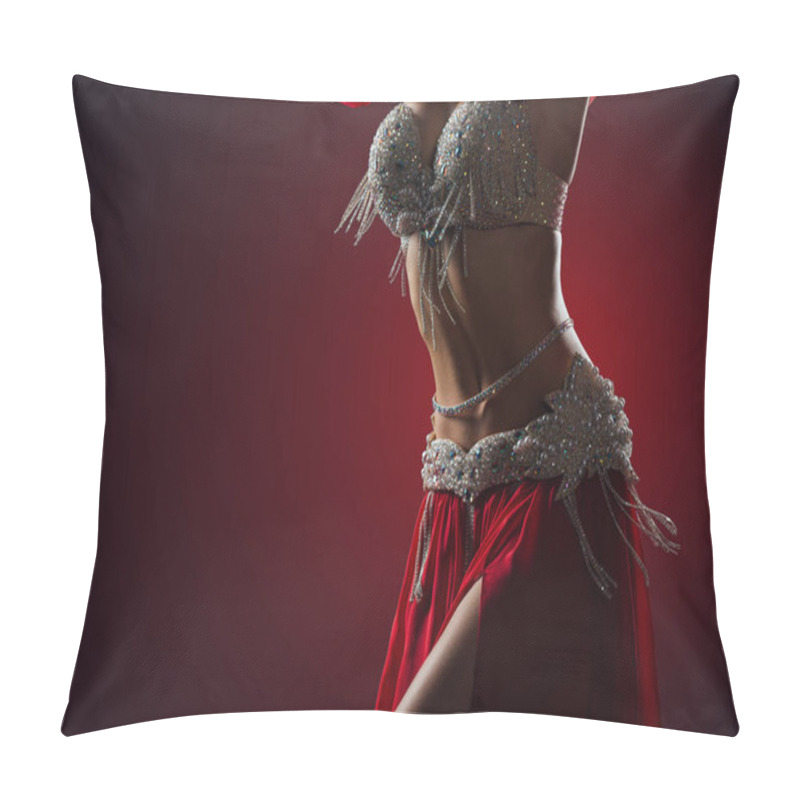 Personality  Beautiful Belly Dance Of A Girl In Red Decorated Ethnic Dress In Pillow Covers