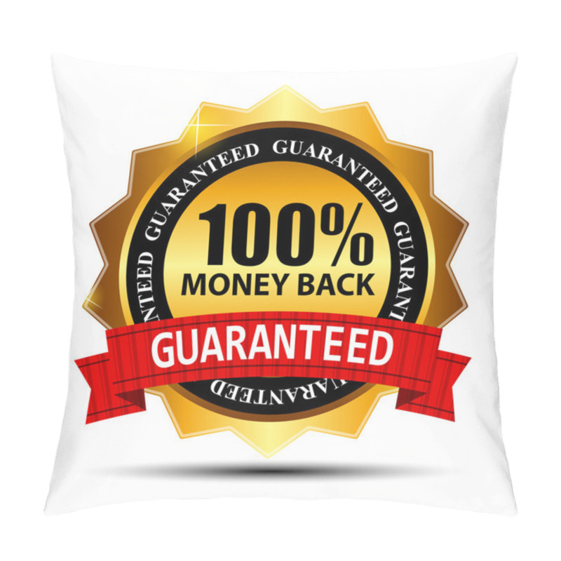 Personality  Vector Money Back Guarantee Gold Sign, Label Pillow Covers