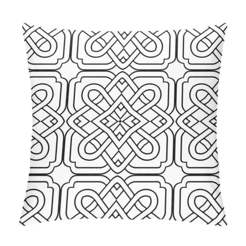 Personality  Celtic Braided Seamless Pattern. Intricate Line Art Pattern. Tribal Ethnic Traditional Vector Background. Fractal Black And White Lacy Pattern. Braided Floral Isolated Lines Ornament. Coloring Book. Pillow Covers