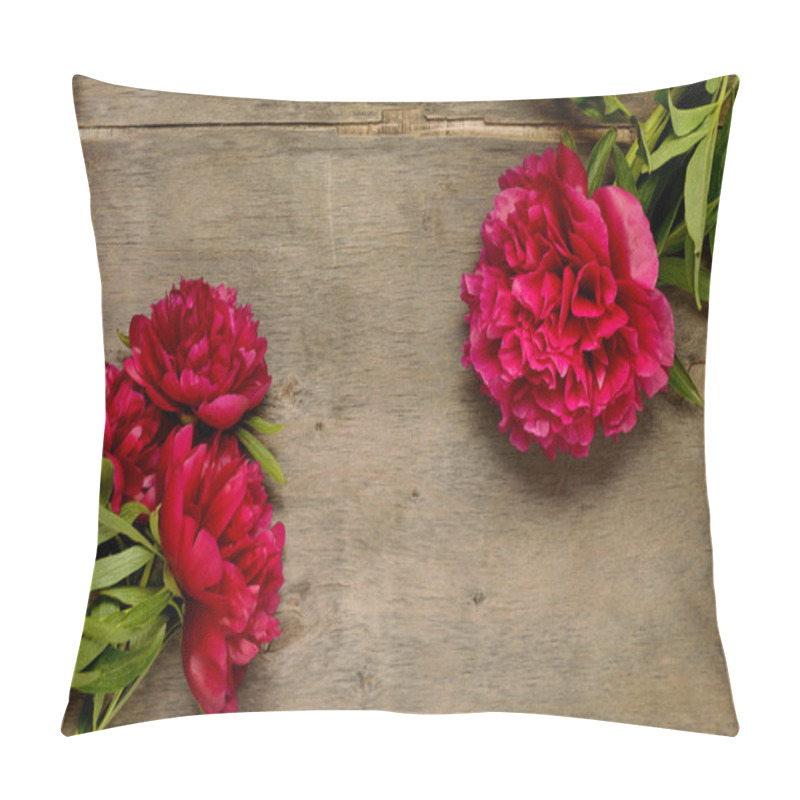 Personality  Bouquet Of Purple Peonies On The Wooden Background Pillow Covers