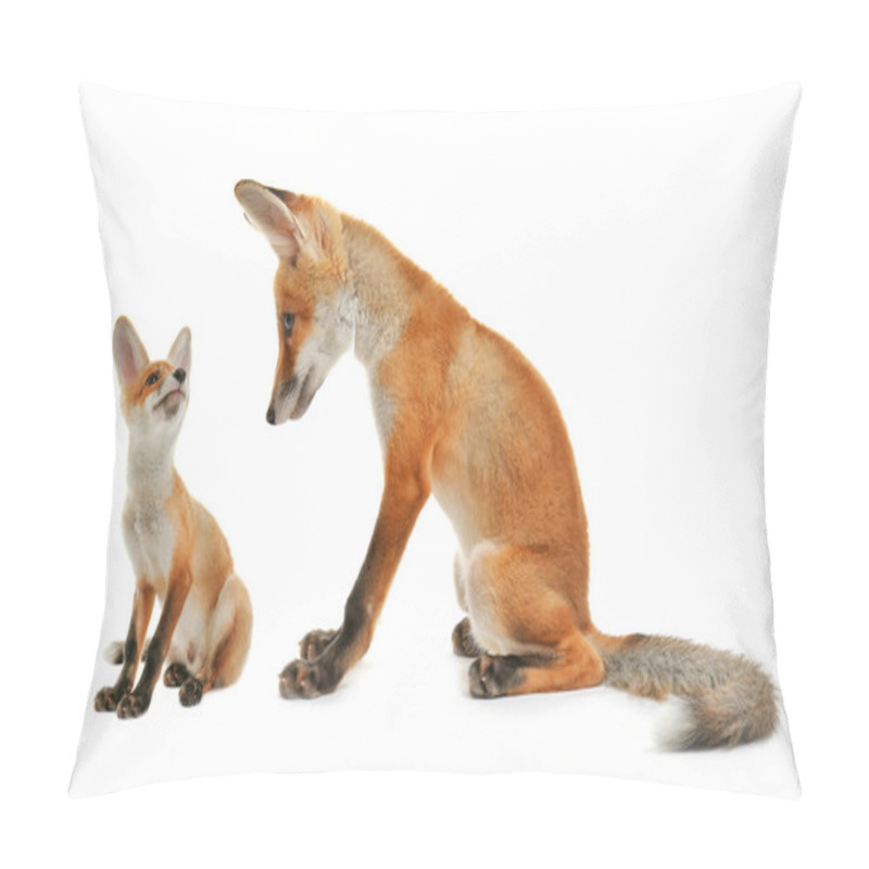 Personality  Fox And Cute Cub On White   Pillow Covers