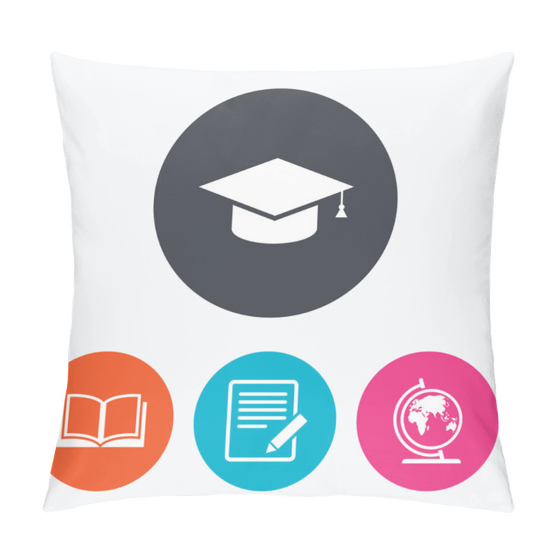 Personality  Pencil And Open Book Signs. Graduation Cap Icon. Pillow Covers