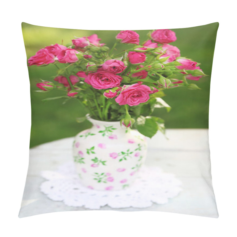 Personality  Eustoma Flowers In Vase Pillow Covers