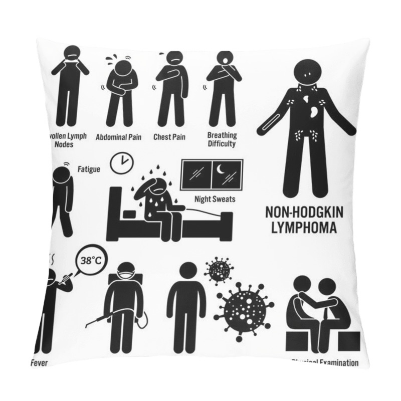 Personality  Non-Hodgkin Lymphoma Lymphatic Cancer Symptoms Causes Risk Factors Diagnosis Stick Figure Pictogram Icons Pillow Covers