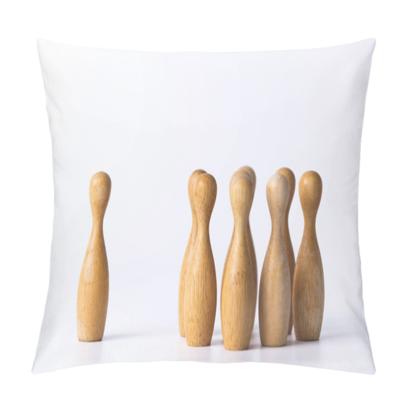 Personality  Wooden Figure Stands Out From The Crowd. Business Leadership Concept Pillow Covers