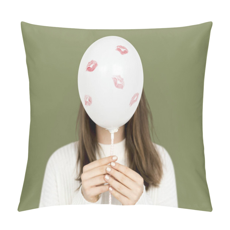 Personality  Woman Covering Face With Balloon Pillow Covers