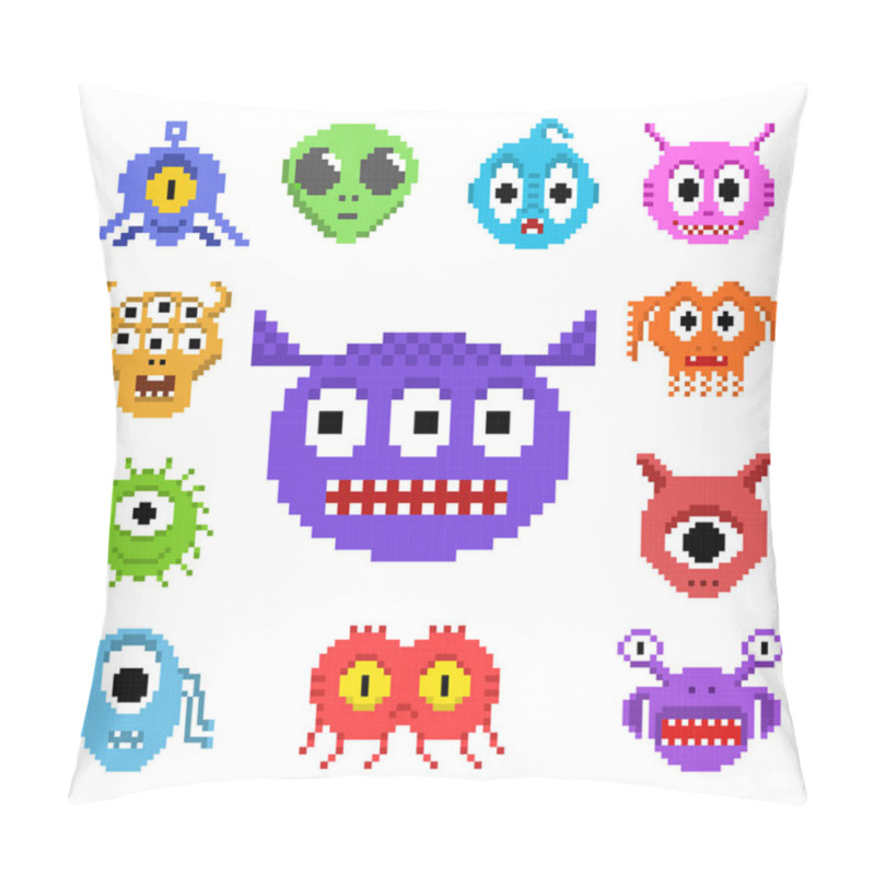 Personality  Pixel Art Aliens Isolated Vector Set Pillow Covers