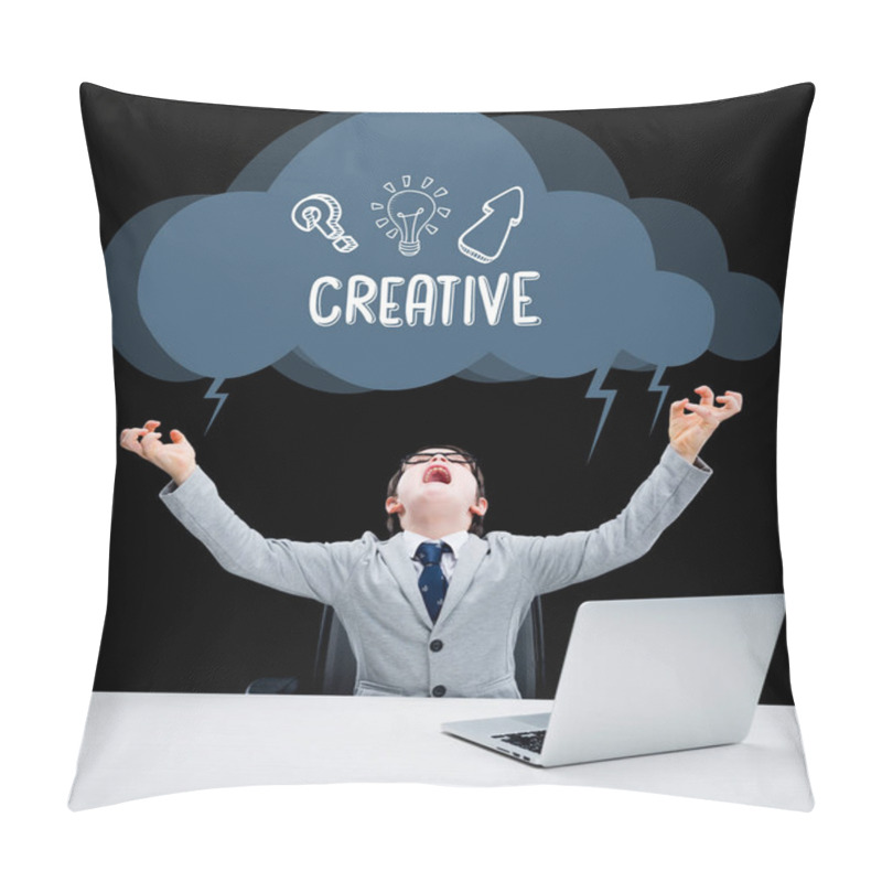 Personality  Boy Pretending To Be Businessman  Pillow Covers