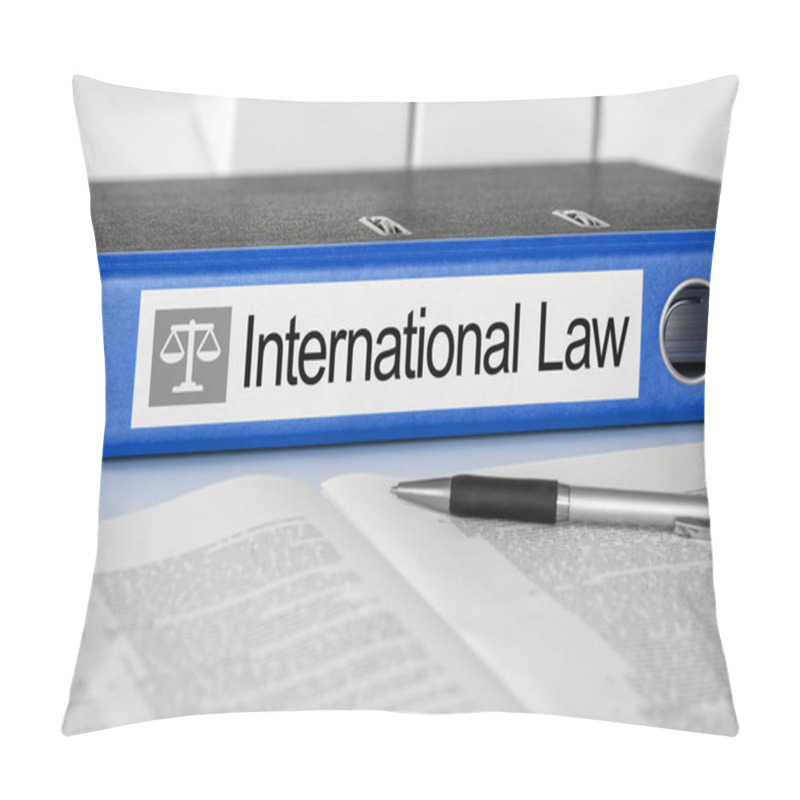 Personality  Blue Folder With The Label International Law Pillow Covers