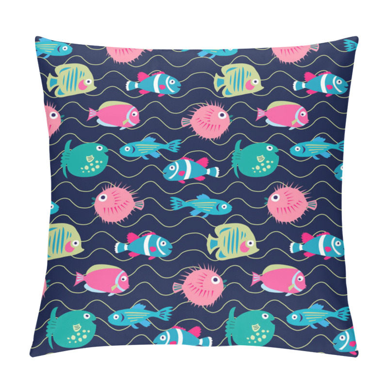 Personality  Seamless Background With A Coral Fishes On A Dark Backgroun Pillow Covers