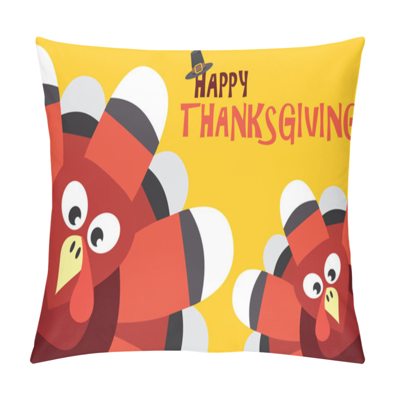 Personality  Happy Thanksgiving With Turkey Vector Card Pillow Covers