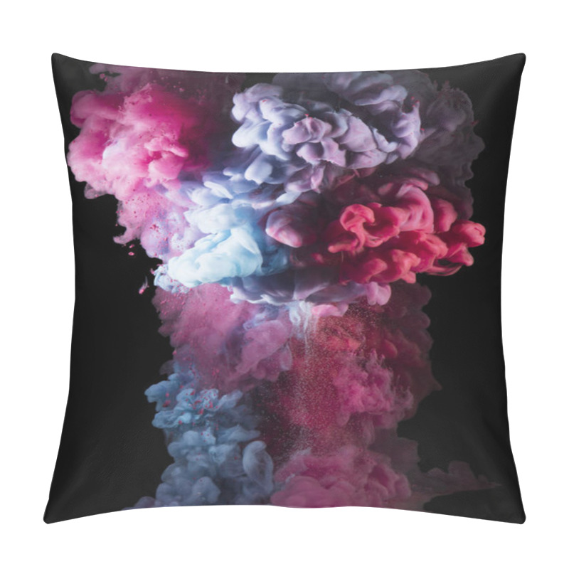 Personality  Paint Drops From Above Mixing In Water. Ink Swirling Underwater. Pink, Purple, Blue Colors. Pillow Covers