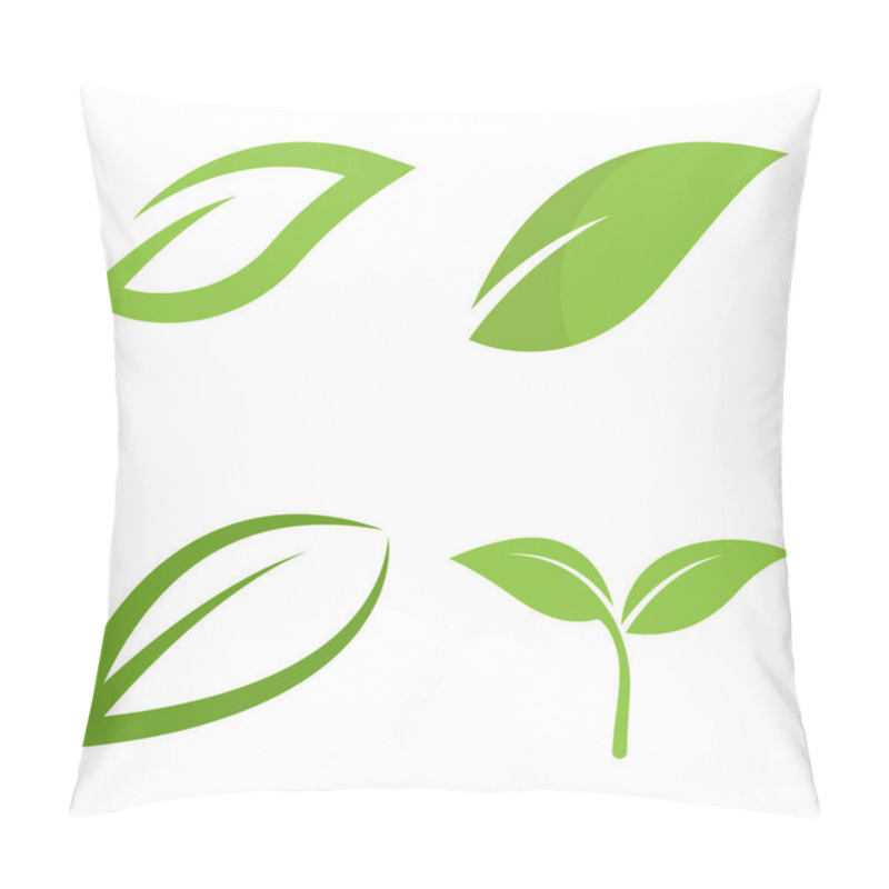 Personality  Leaf Logo Vector Illustration Design Pillow Covers