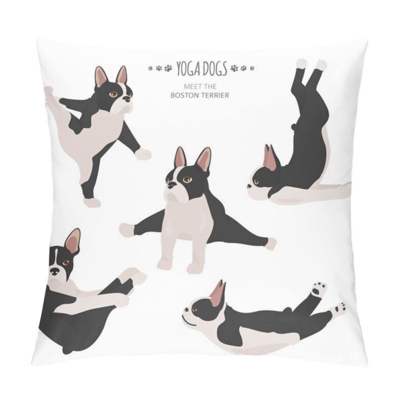 Personality  Yoga Dogs Poses And Exercises. French Bulldog  Clipart Pillow Covers