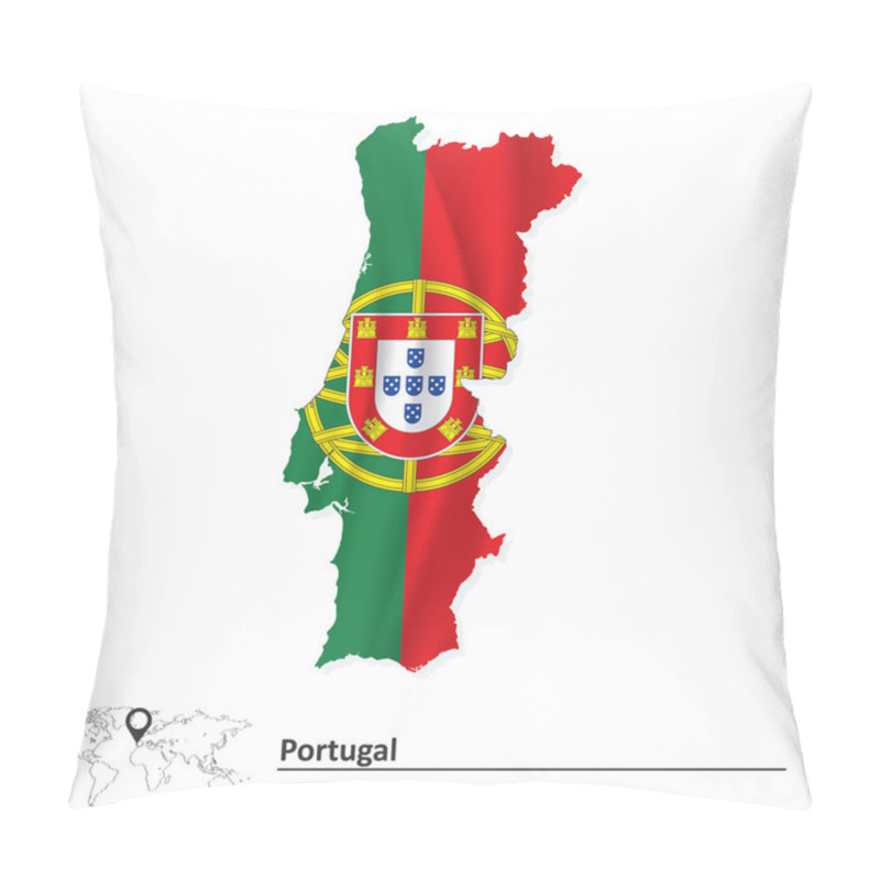 Personality  Map Of Portugal With Flag Pillow Covers