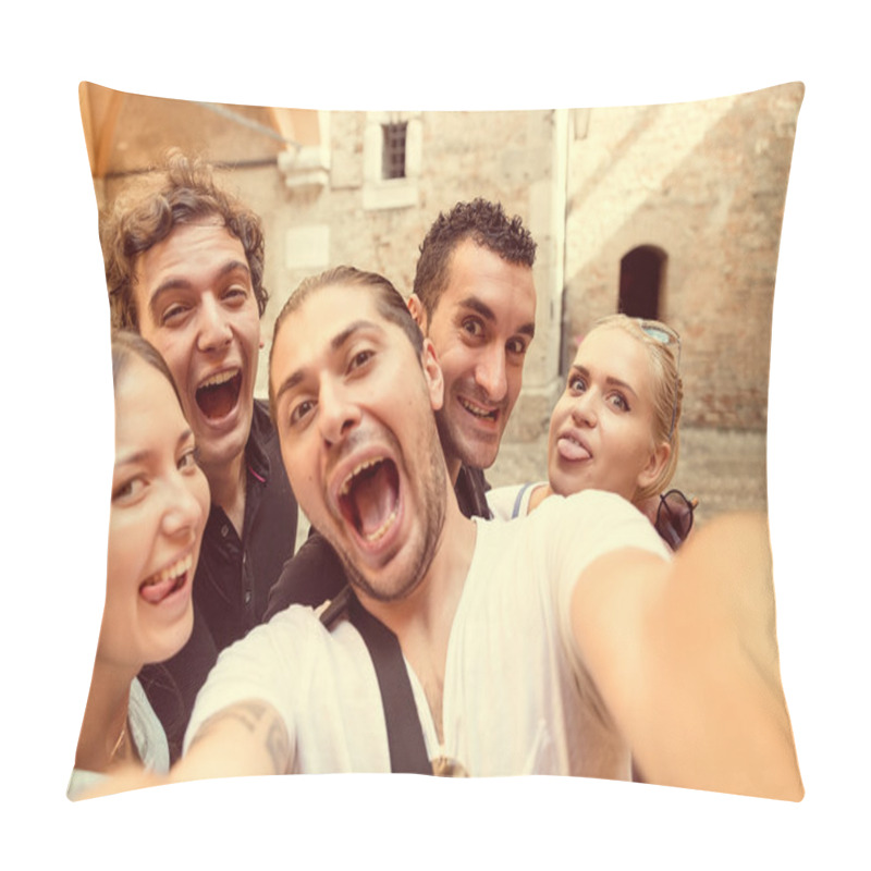 Personality  Selfie With Friends In Milan Pillow Covers