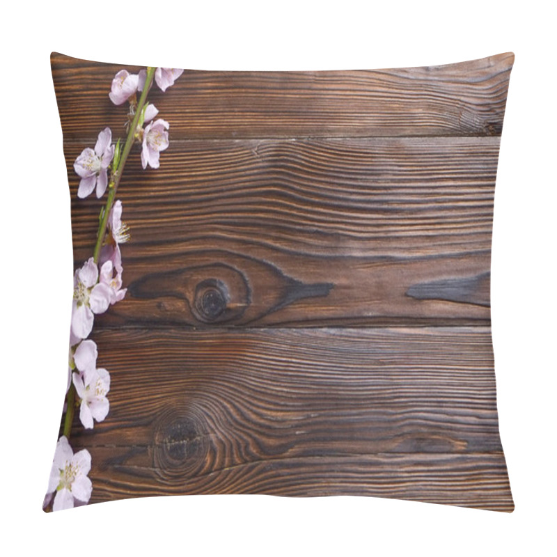 Personality  Beautiful Spring Composition With Flowering Blossoms On Wooden Background With Copy Space For Text. Mother's Day Greeting Concept. Pillow Covers