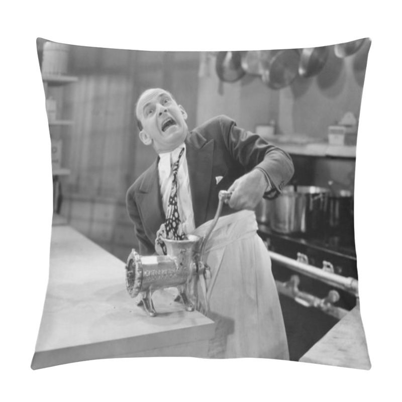 Personality  Man With Tie Stuck In Meat Grinder Pillow Covers