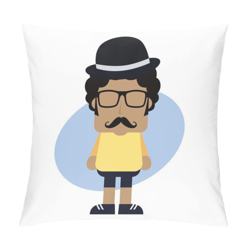 Personality  Hipster With Bowler Hat Pillow Covers