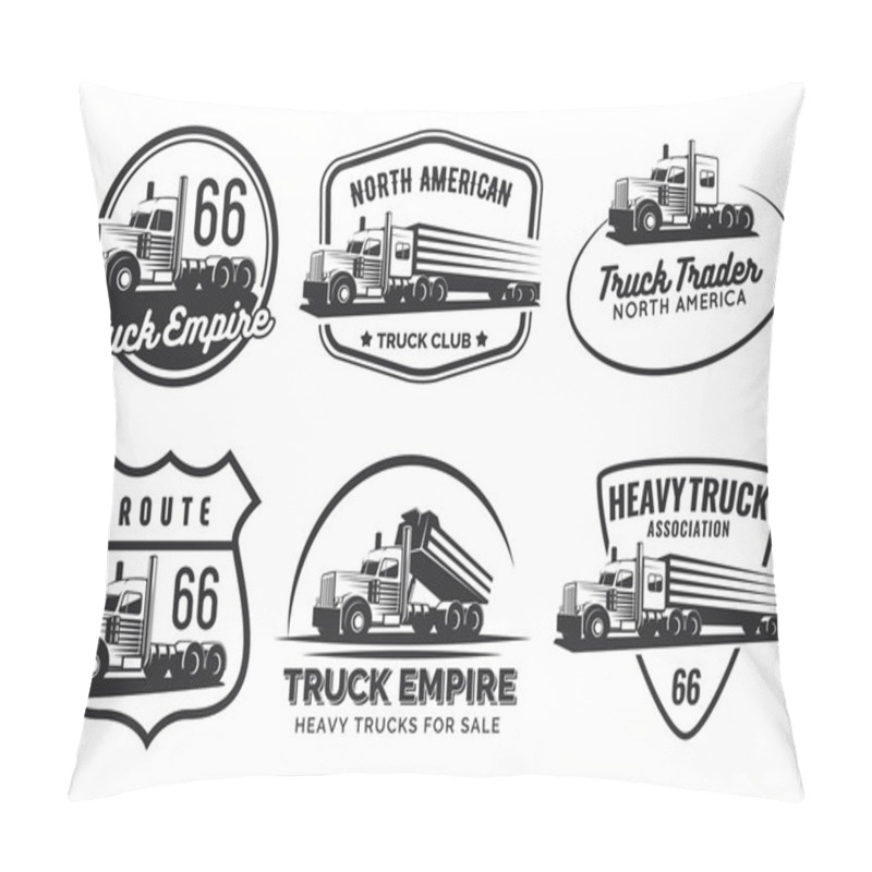 Personality  Set Of Classic Heavy Truck Logo, Emblems And Badges. Pillow Covers