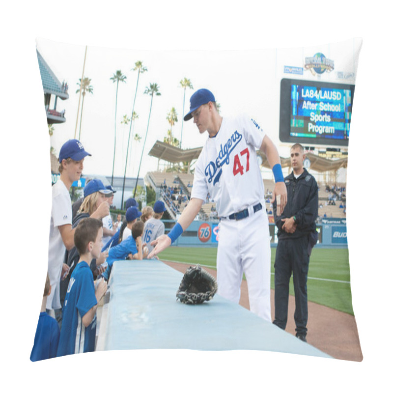 Personality  Jerry Sands Signs Autographs For Young Fans Before The Game Pillow Covers