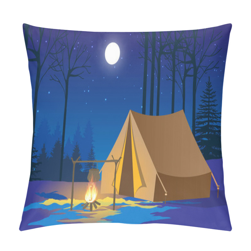 Personality  Camping In The Forest In The Full Moon Night Pillow Covers