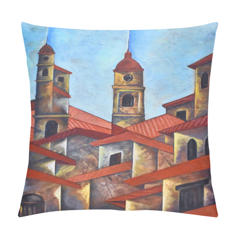 Personality  Cubist Cityscape Painting Modern Abstract Design Pillow Covers