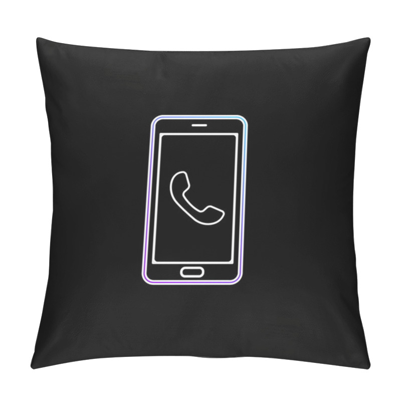 Personality  Auricular On Phone Screen Blue Gradient Vector Icon Pillow Covers