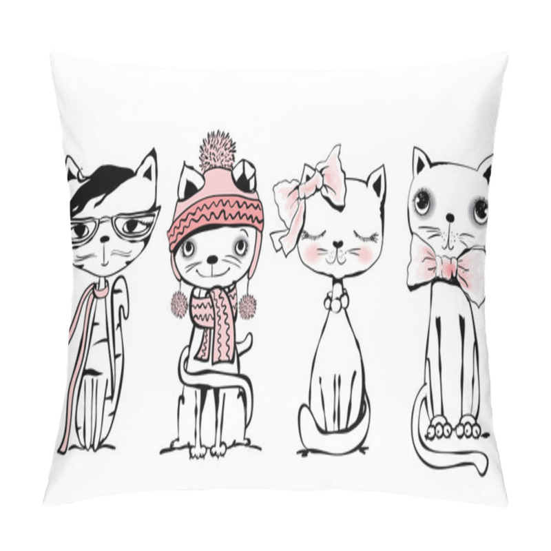 Personality  Poster With Stylish Cats Pillow Covers