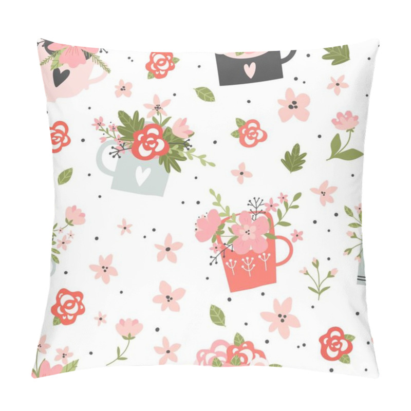 Personality  Vector Floral Pattern In Doodle Style With Flowers, Bouquets And Leaves On White Background. Gentle, Spring Floral Background. Pillow Covers