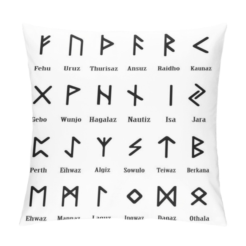 Personality  Futhark Runes Magic Authentic Vector Illustration Logo Symbol Pillow Covers