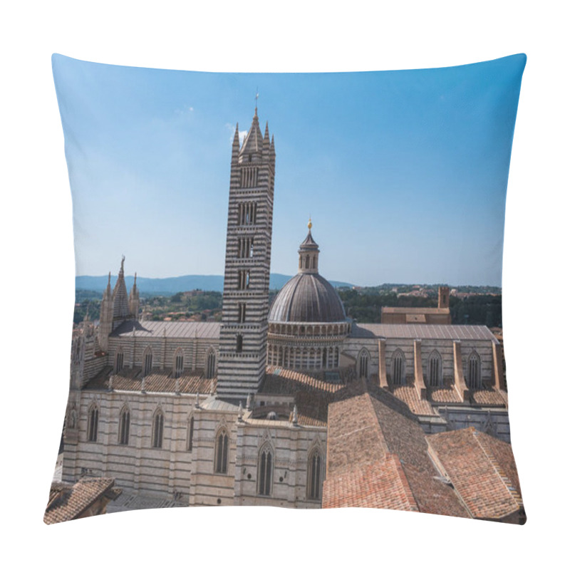 Personality  Siena Duomo Cathedral Church Aerial View With Campanile Bell Tower Pillow Covers