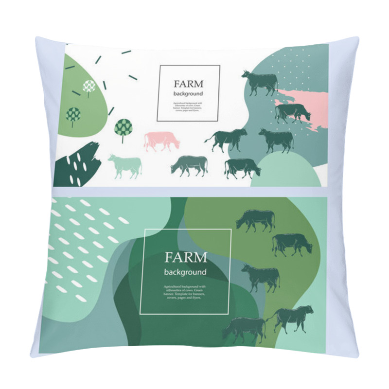 Personality  Horizontal Agricultural Banner. Background For Covers, Flyers, Banners. Silhouettes Of Cows. Pillow Covers