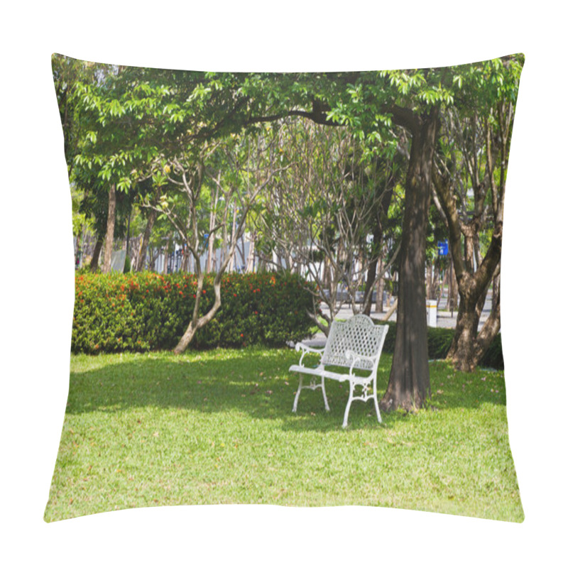 Personality  White Chair Under The Trees And In Lawn Pillow Covers