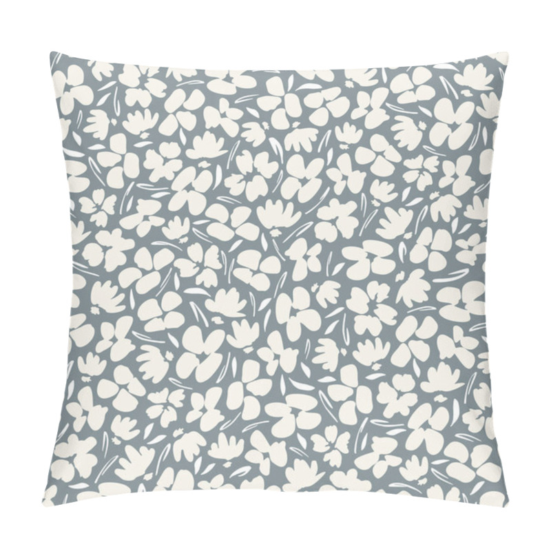 Personality  Momochrome Graphic Ditsy Gestural Blooms And Foliage On Grey Background Vector Seamless Pattern. Floral Texture Pillow Covers