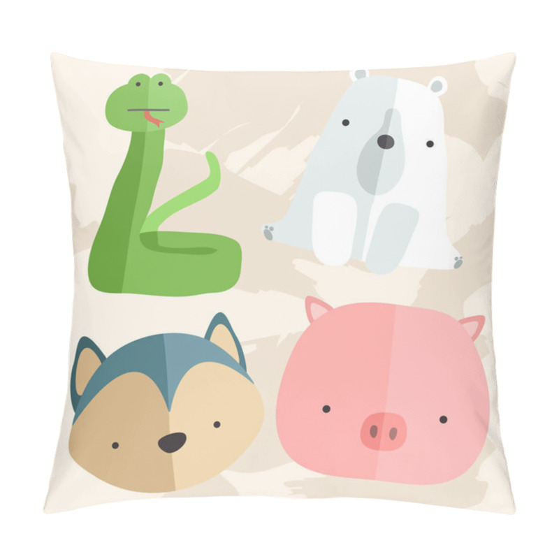 Personality  Set Of Adorable Baby Animals : Vector Illustration Pillow Covers