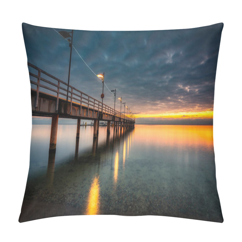 Personality  Wooden Pier In Mechelinki Village Before Sunrise, Northern Poland. Pillow Covers