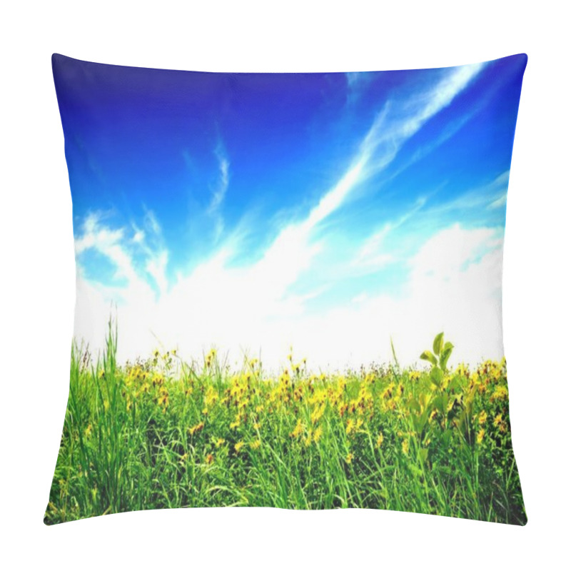 Personality  Bright Field HDR Natural Background Pillow Covers