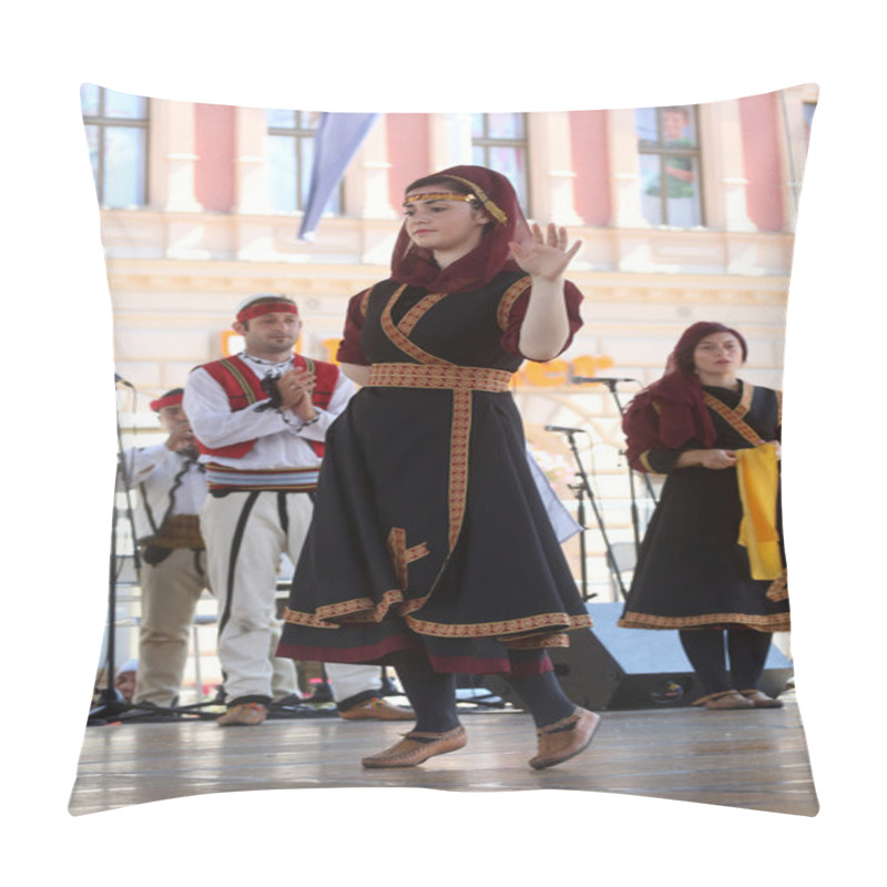 Personality  Members Of Folk Group Albanian Culture Society Jahi Hasani From Cegrane, Macedonia During The 48th International Folklore Festival In Zagreb Pillow Covers