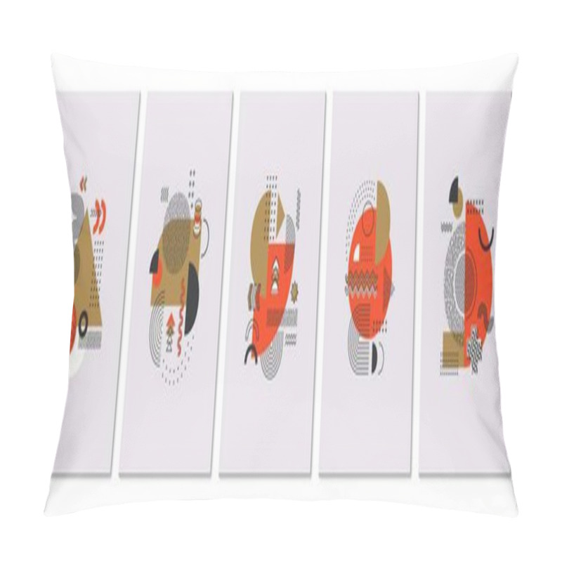 Personality  Abstract Modern Memphis Posters With Vector Graphic Patterns Of Minimal Line Geometric Shapes. Circles, Triangles And Squares, Arches, Waves And Zigzags, Stars Dots And Crosses Memphis Pattern Posters Pillow Covers