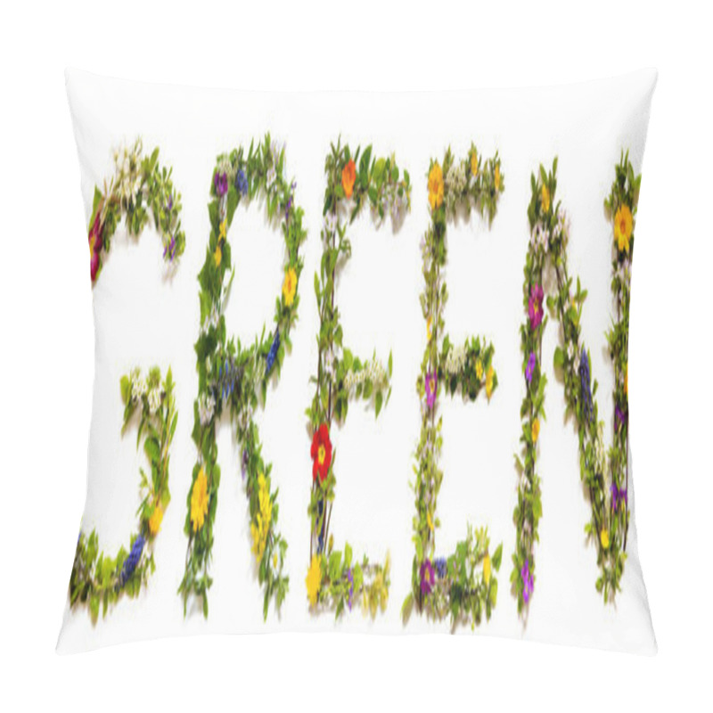 Personality  Flower And Blossom Letter Building Word Green Pillow Covers