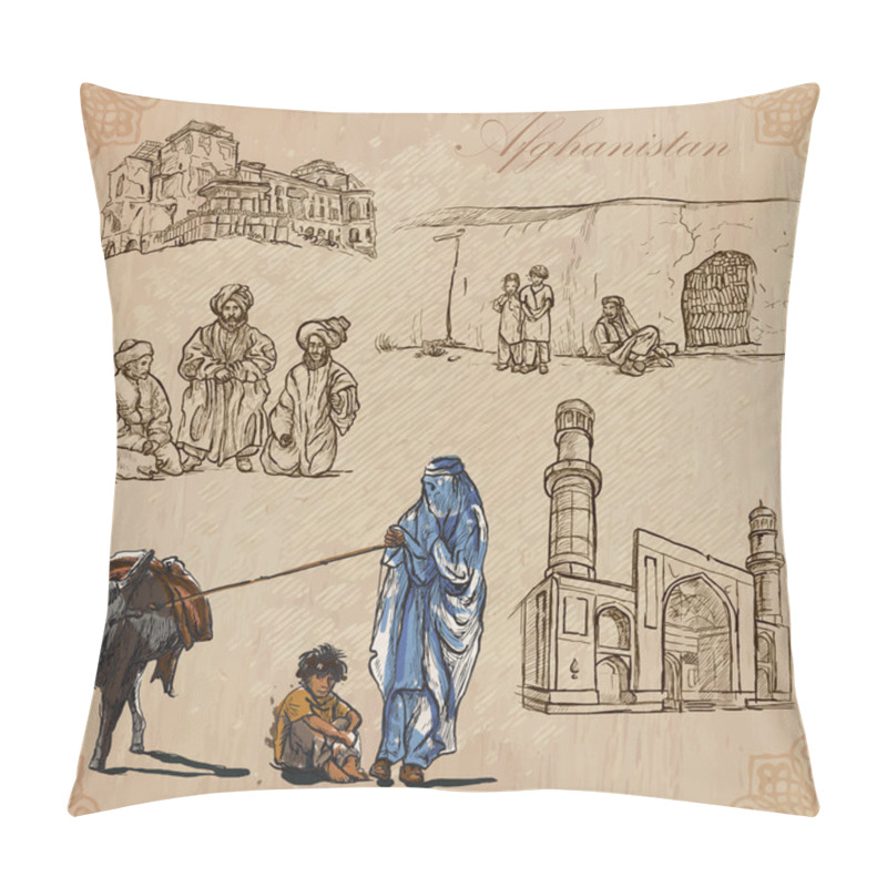 Personality  Afghanistan. Hand Drawn Vector Pack No.5 Pillow Covers