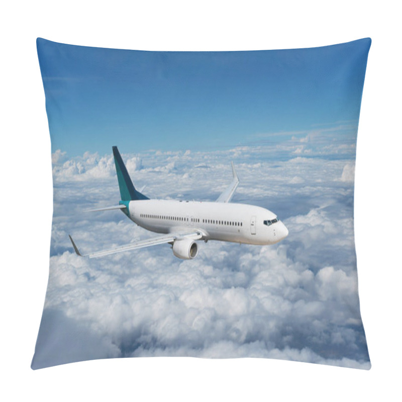 Personality  Commercial Airplane Flying Above Clouds And Clear Blue Sky  Pillow Covers