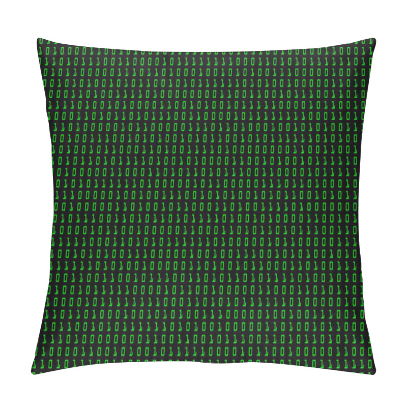 Personality  Streaming Binary Code Background. Cyber Pattern With Numbers Pillow Covers