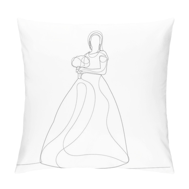 Personality  White Background, Line Drawing Bride Pillow Covers