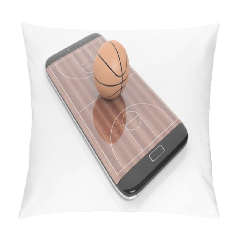 Personality  Basketball Field With Ball On Smartphone Edge Display, Isolated On White. Pillow Covers