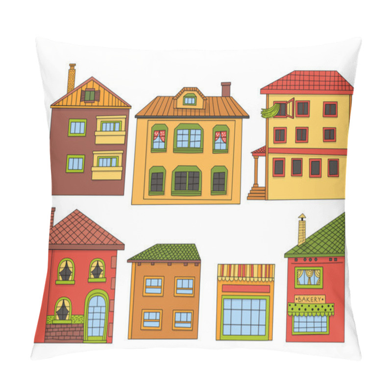 Personality  Hand Drawn Houses Pillow Covers